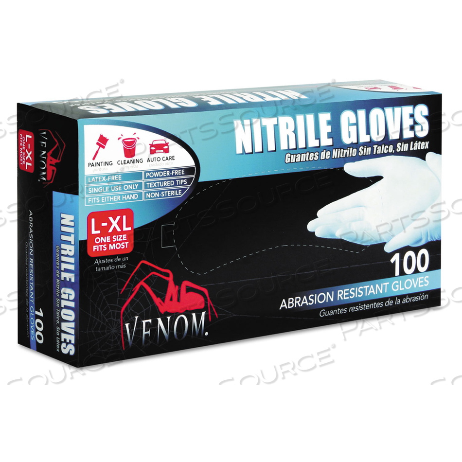 VENOM NITRILE EXAM GLOVES, LARGE/X-LARGE, BLUE, POWDER-FREE, 100/BOX 