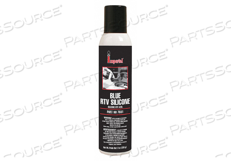 RTV SILICONE SEALANT, COLOR BLUE, CONTAINER SIZE 8 OZ, CONTAINER TYPE SPRAY BOTTLE, FULL CURE TIME 1 DAY, CURE TYPE ROOM TEMPERATURE, MAXIMU by Imperial Supplies RTV SILICONE SEALANT, COLOR BLUE, CONTAINER SIZE 8 OZ, CONTAINER TYPE SPRAY BOTTLE, FULL CURE TIME 1 DAY, CURE TYPE ROOM TEMPERATURE, MAXIMU by Imperial Supplies