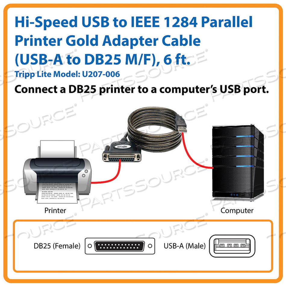 6FT HI-SPEED USB TO IEEE 1284 PARALLEL PRINTER ADAPTER CABLE 6' 