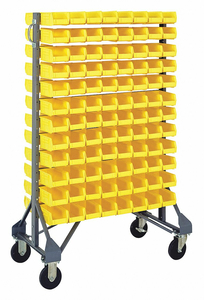 MOBILE BIN RAIL FLOOR RACK 192 BINS YLLW by Quantum Storage Systems MOBILE BIN RAIL FLOOR RACK 192 BINS YLLW by Quantum Storage Systems