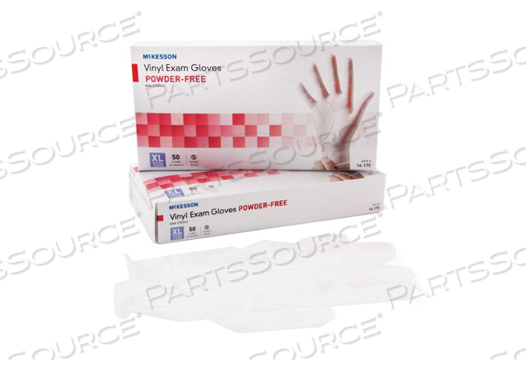 CONFIDERM® VINYL STANDARD CUFF LENGTH EXAM GLOVE, EXTRA LARGE, CLEAR (50 PER BOX) by McKesson