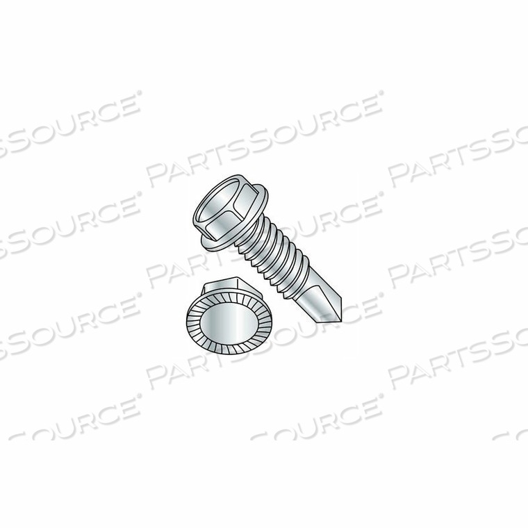 1/4-14 X 1-1/2" SELF-DRILLING SCREW - UNSLOTTED IND. HEX WASHER HD - BONDED WASHER - 410 SS - 200 PK 