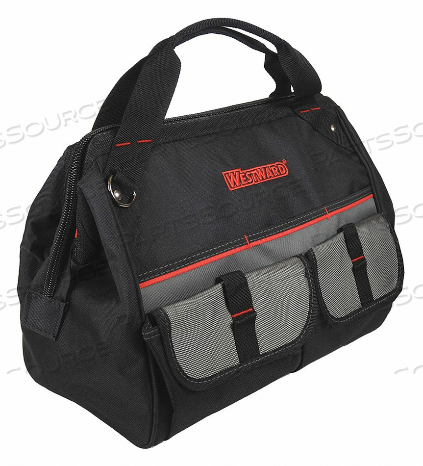 TOOL BAG, BAG STYLE WIDE-MOUTH TOOL BAG, MATERIAL POLYESTER, CLOSURE TYPE ZIPPER, NUMBER OF BAGS 1, OVERALL HEIGHT 11 1/2 IN, OVERALL DEPTH by Westward TOOL BAG, BAG STYLE WIDE-MOUTH TOOL BAG, MATERIAL POLYESTER, CLOSURE TYPE ZIPPER, NUMBER OF BAGS 1, OVERALL HEIGHT 11 1/2 IN, OVERALL DEPTH by Westward
