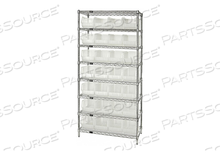 BIN SHELVING 74 OVERALL H 28 BINS CLEAR by Quantum Storage Systems BIN SHELVING 74 OVERALL H 28 BINS CLEAR by Quantum Storage Systems