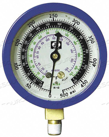 GAUGE 3-1/8 IN DIA LOW SIDE BLUE 500 PSI by JB Industries GAUGE 3-1/8 IN DIA LOW SIDE BLUE 500 PSI by JB Industries