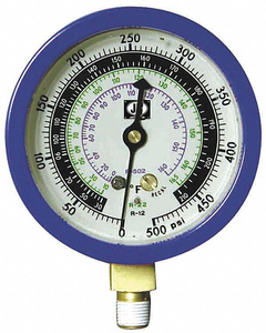 GAUGE 3-1/8 IN DIA LOW SIDE BLUE 500 PSI by JB Industries