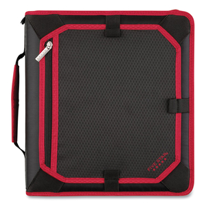 ZIPPER BINDER, 3 RINGS, 2" CAPACITY, 11 X 8.5, BLACK/RED ACCENTS by Five Star