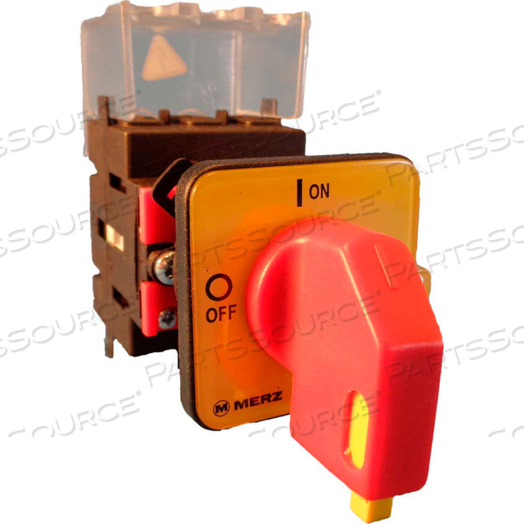 MERZ, 25A,3-POLE, DISCONNECT SWITCH, RED/YELLOW, CENTER-MOUNT, LOCKOUT by Springer Controls Co. Inc MERZ, 25A,3-POLE, DISCONNECT SWITCH, RED/YELLOW, CENTER-MOUNT, LOCKOUT by Springer Controls Co. Inc