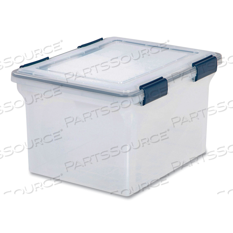 WEATHERTIGHT FILE BOX, LETTER/LEGAL FILES, 15.5 X 17.9 X 10.8, CLEAR/BLUE ACCENTS 