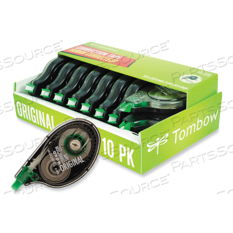 MONO CORRECTION TAPE, GRAY/CLEAR APPLICATOR, 0.17" X 394", WHITE TAPE by Tombow