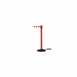 SAFETYMASTER 450 RETRACTABLE BELT BARRIER, 40" RED POST, 11' RED/WHITE "NO ENTRY" BELT by Queue Solutions LLC