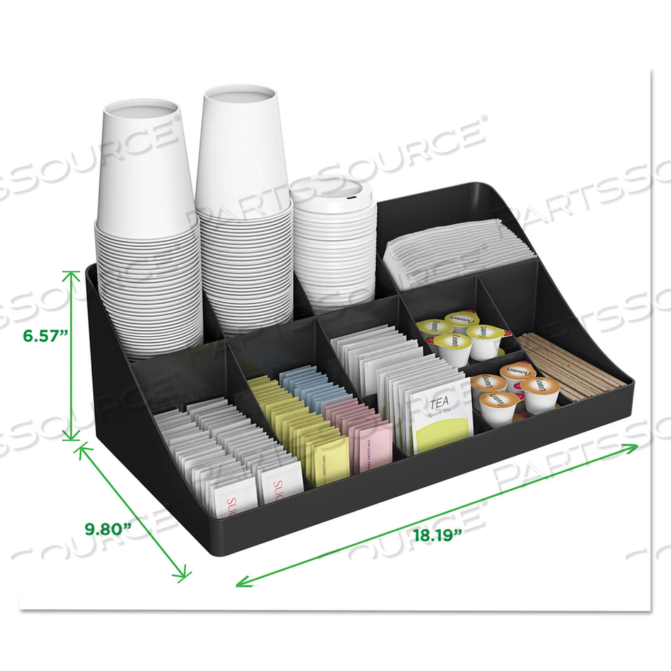 11-COMPARTMENT COFFEE CONDIMENT ORGANIZER, 18.25 X 6.63 X 9.78, BLACK by Mind Reader 11-COMPARTMENT COFFEE CONDIMENT ORGANIZER, 18.25 X 6.63 X 9.78, BLACK by Mind Reader