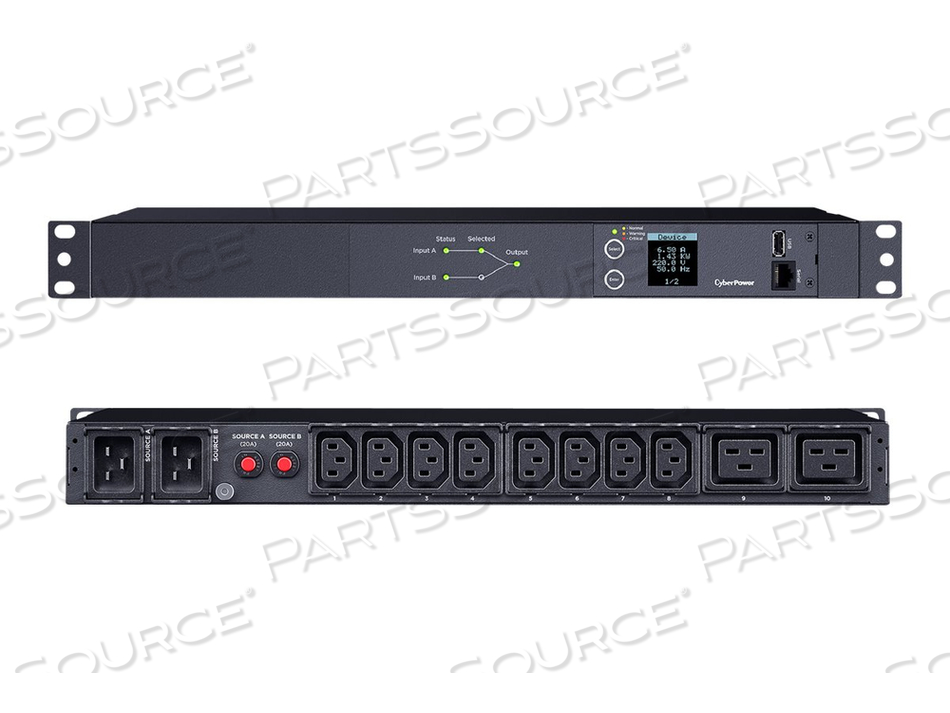 METERED ATS SERIES PDU24005, POWER DISTRIBUTION UNIT (RACK-MOUNTABLE), AC 200-240 V, 1-PHASE, SERIAL, INPUT: 2 X IEC 60320 C20, OUTPUT CONNE by CyberPower METERED ATS SERIES PDU24005, POWER DISTRIBUTION UNIT (RACK-MOUNTABLE), AC 200-240 V, 1-PHASE, SERIAL, INPUT: 2 X IEC 60320 C20, OUTPUT CONNE by CyberPower