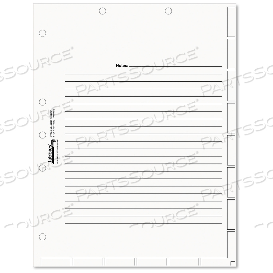 MEDICAL CHART INDEX DIVIDER SHEETS, UNTABBED, 11 X 8.5, WHITE by Tabbies MEDICAL CHART INDEX DIVIDER SHEETS, UNTABBED, 11 X 8.5, WHITE by Tabbies