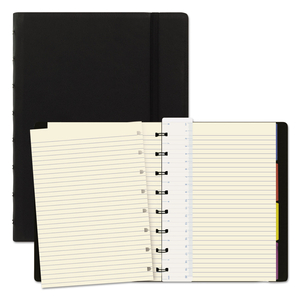 NOTEBOOK, 1 SUBJECT, MEDIUM/COLLEGE RULE, BLACK COVER, 8.25 X 5.81, 112 SHEETS by Filofax