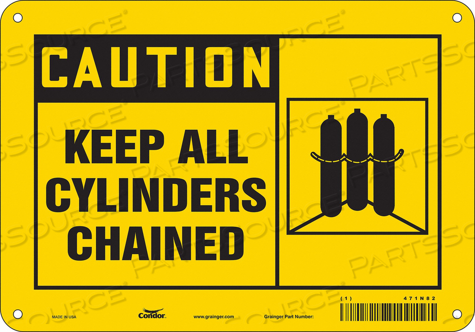 SAFETY SIGN, VERTICAL RECTANGLE, NUMBER OF PRINTED SIDES 1, ENGLISH, SIGN FORMAT TRADITIONAL OSHA, SIGN LEGEND KEEP ALL CYLINDERS CHAINED, S by Condor SAFETY SIGN, VERTICAL RECTANGLE, NUMBER OF PRINTED SIDES 1, ENGLISH, SIGN FORMAT TRADITIONAL OSHA, SIGN LEGEND KEEP ALL CYLINDERS CHAINED, S by Condor
