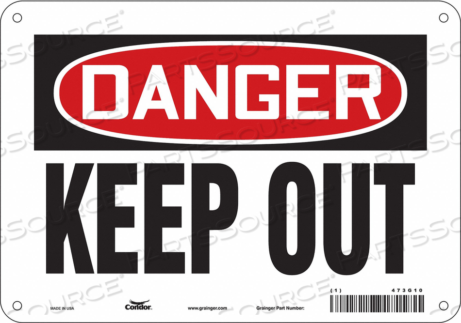 SAFETY SIGN, VERTICAL RECTANGLE, NUMBER OF PRINTED SIDES 1, ENGLISH, SIGN FORMAT TRADITIONAL OSHA, SIGN LEGEND KEEP OUT, SIGN LEGEND BACKGRO by Condor SAFETY SIGN, VERTICAL RECTANGLE, NUMBER OF PRINTED SIDES 1, ENGLISH, SIGN FORMAT TRADITIONAL OSHA, SIGN LEGEND KEEP OUT, SIGN LEGEND BACKGRO by Condor