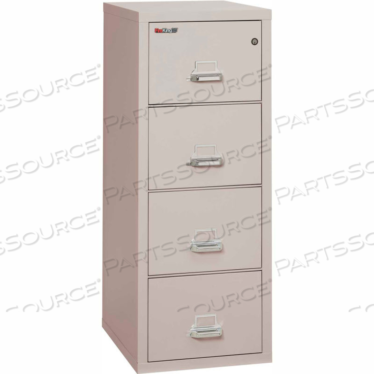 FIREPROOF 4 DRAWER VERTICAL FILE CABINET - LEGAL SIZE 21"W X 25"D X 53"H - LIGHT GRAY 