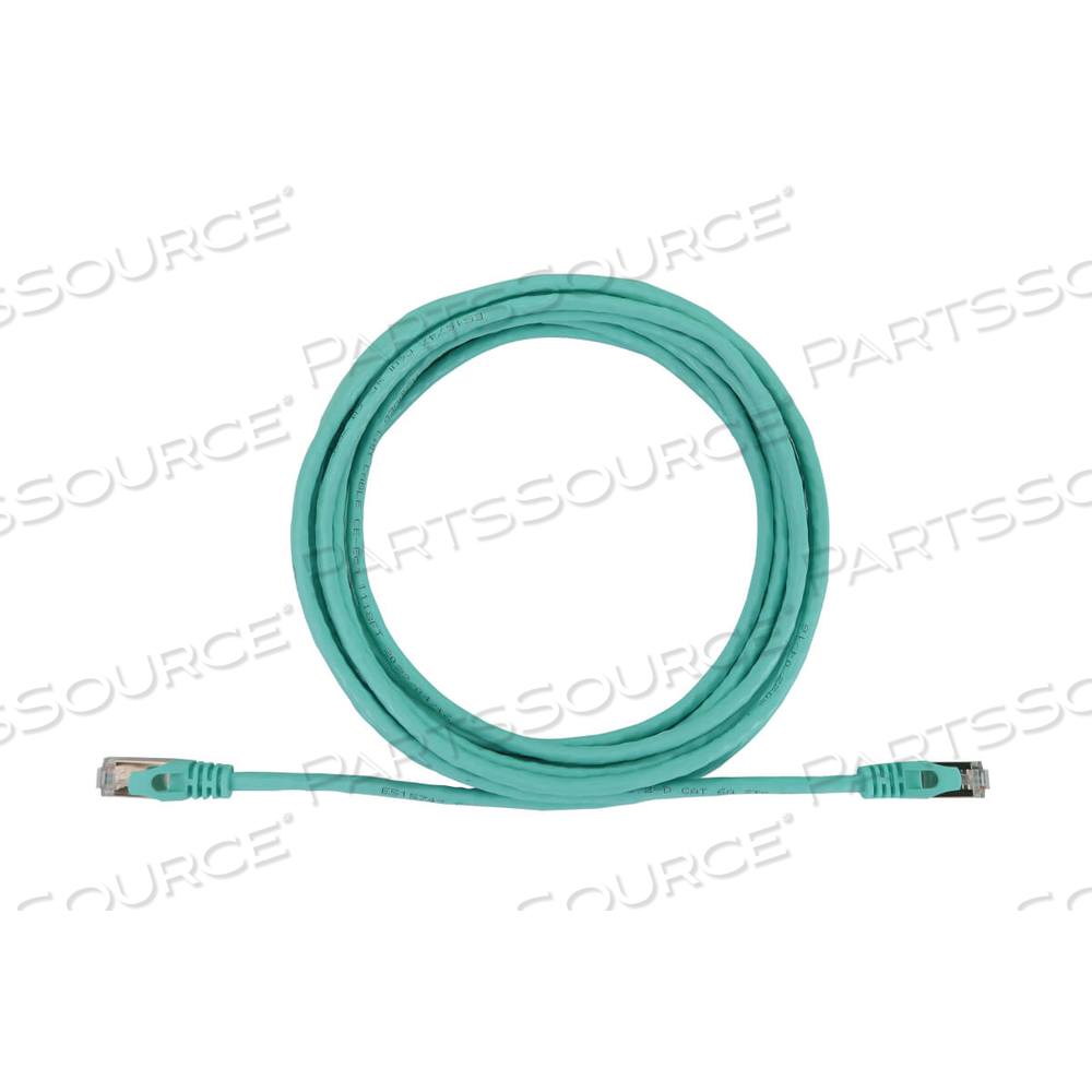 CAT6A 10G SNAGLESS SHIELDED SLIM STP ETHERNET CABLE (RJ45 M/M), POE, AQUA, 15 FT. by Tripp Lite