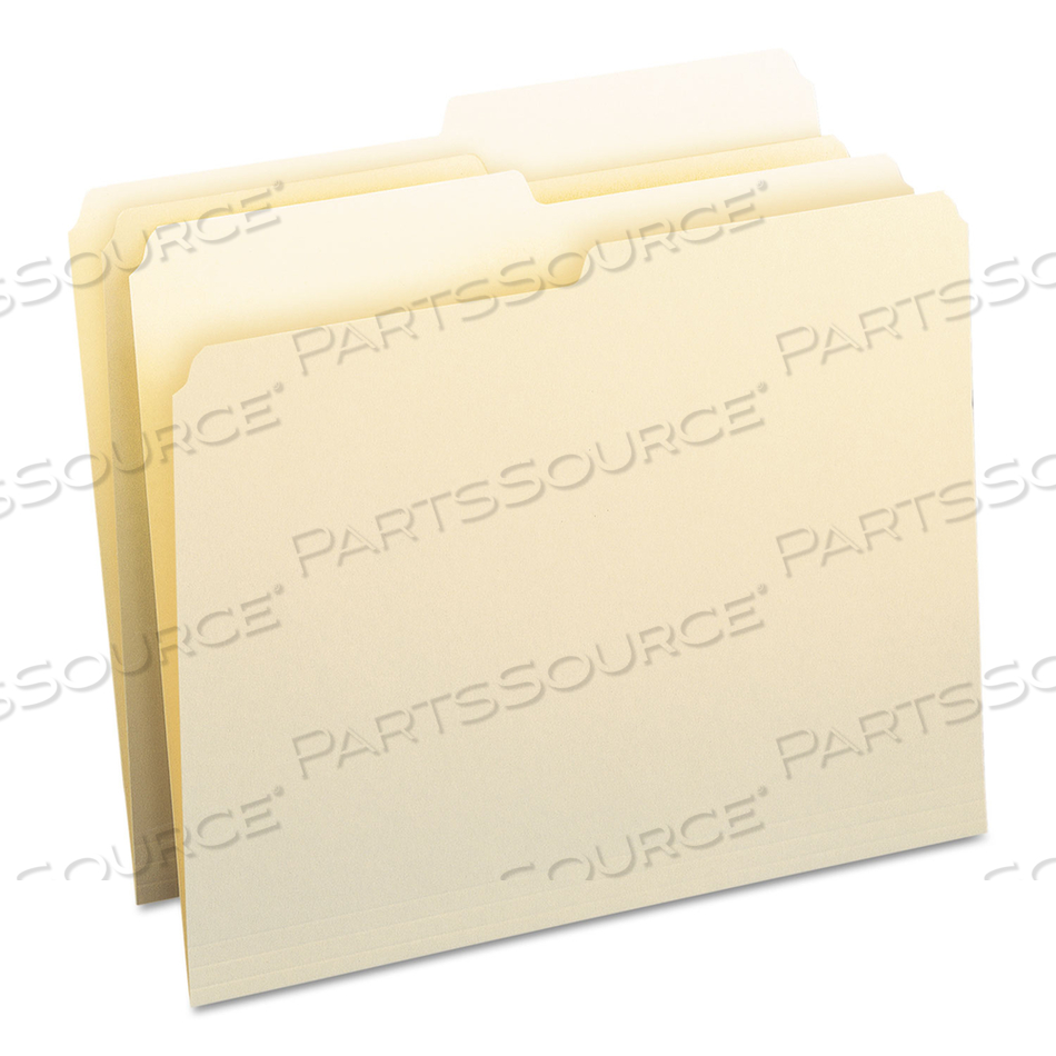 MANILA FILE FOLDERS, 1/2-CUT TABS: ASSORTED, LETTER SIZE, 0.75" EXPANSION, MANILA, 100/BOX 