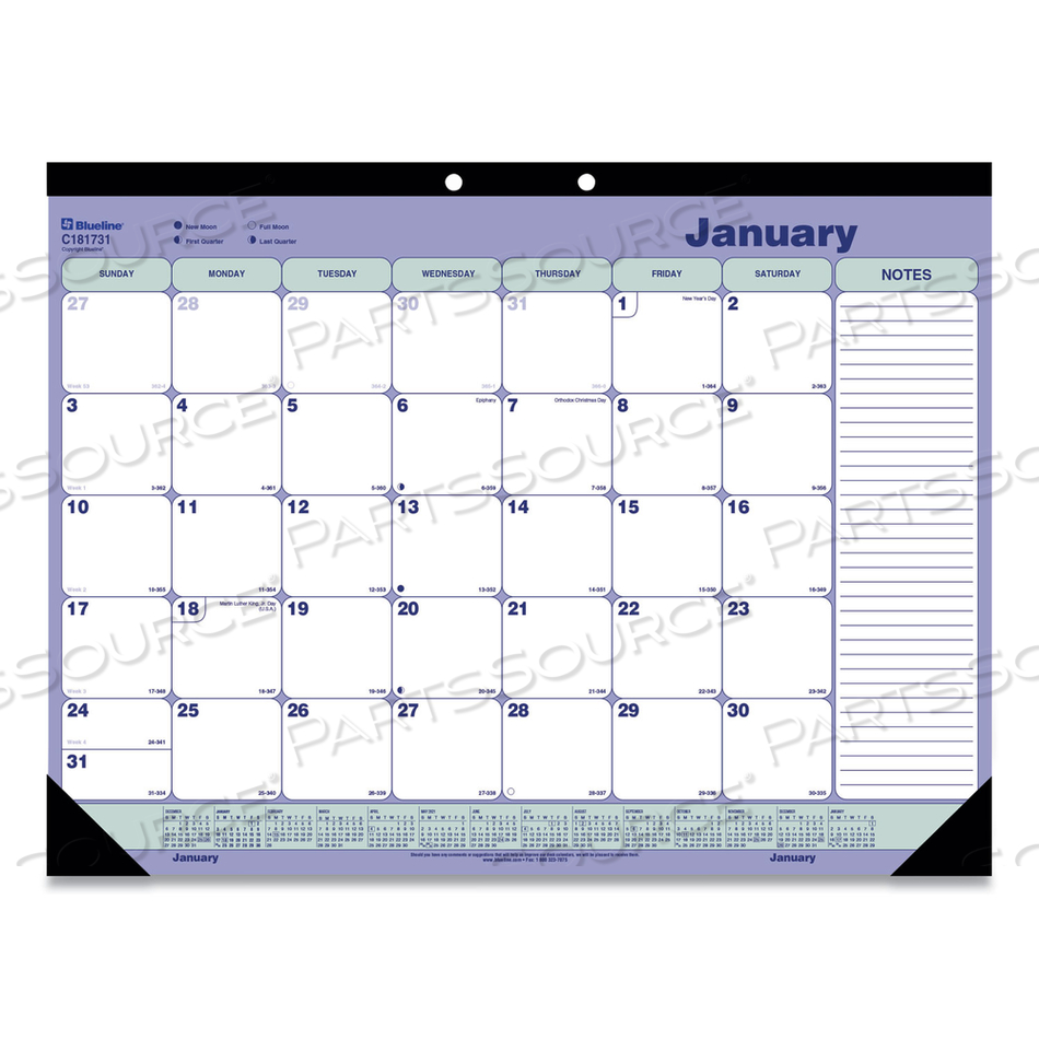 MONTHLY DESK PAD CALENDAR, 21.25 X 16, WHITE/BLUE/GREEN SHEETS, BLACK BINDING, BLACK CORNERS, 12-MONTH (JAN TO DEC): 2023 MONTHLY DESK PAD CALENDAR, 21.25 X 16, WHITE/BLUE/GREEN SHEETS, BLACK BINDING, BLACK CORNERS, 12-MONTH (JAN TO DEC): 2023