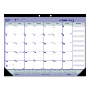 MONTHLY DESK PAD CALENDAR, 21.25 X 16, WHITE/BLUE/GREEN SHEETS, BLACK BINDING, BLACK CORNERS, 12-MONTH (JAN TO DEC): 2023 by Blueline