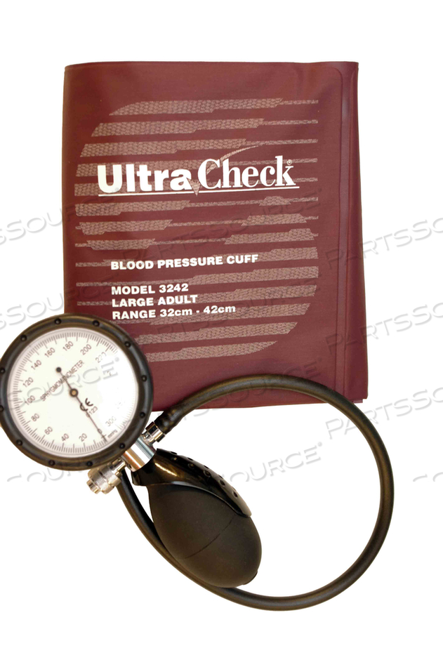 BLOOD PRESSURE CUFF, ULTRACHECK®, NYLON, 32 TO 42CM CIRCUMFERENCE SIZE, MANUAL WITH GAUGE FITTING TYPE, LARGE ADULT TARGET AREA, SINGLE NUMB by Spacelabs Healthcare