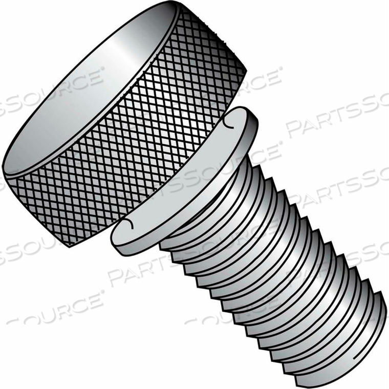 #10-32 X 1/2" KNURLED THUMB SCREW W/ WASHER FACE - FT - ALUMINUM - PKG OF 100 