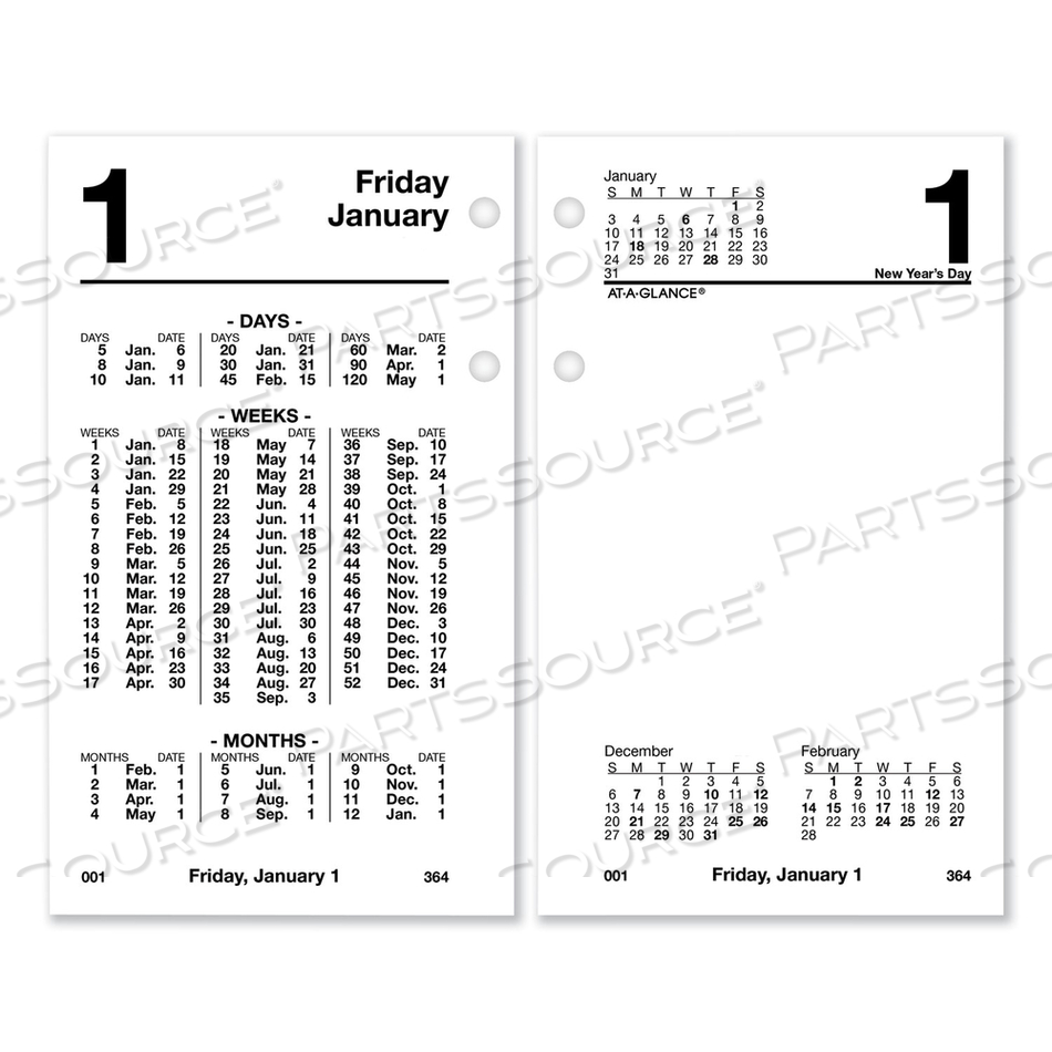 FINANCIAL DESK CALENDAR REFILL, 3.5 X 6, WHITE SHEETS, 2023 by At-A-Glance