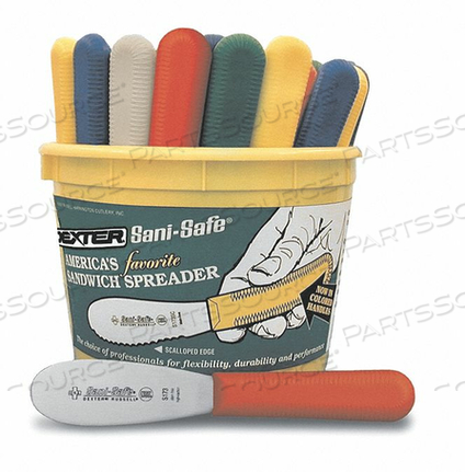 BUCKET OF 48 COLORED HANDLE SPREADERS 