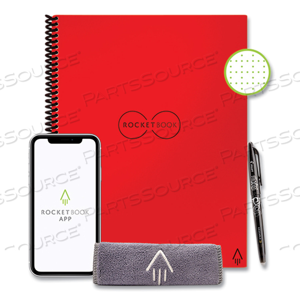CORE SMART NOTEBOOK, DOTTED RULE, RED COVER, (16) 11 X 8.5 SHEETS by Rocketbook