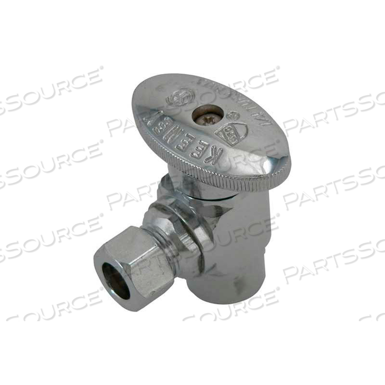 2047PCLF, QUARTER TURN ANGLE VALVE 3/8" F.I.P INLET X 3/8" O.D. OUTLET, LEAD FREE 