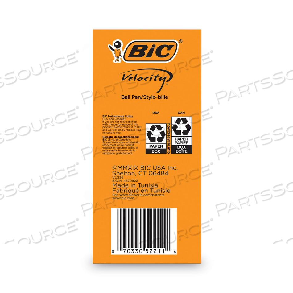 VELOCITY EASY GLIDE BALLPOINT PEN VALUE PACK, RETRACTABLE, MEDIUM 1 MM, BLUE INK, BLUE BARREL by BIC VELOCITY EASY GLIDE BALLPOINT PEN VALUE PACK, RETRACTABLE, MEDIUM 1 MM, BLUE INK, BLUE BARREL by BIC