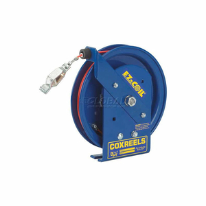 SAFETY SPRING REWIND STATIC DISCHARGE CORD REEL, 75' CORD, W/50A GROUND CLAMP by Coxreels