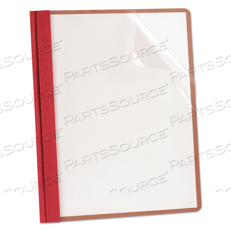 EARTHWISE BY OXFORD 100% RECYCLED CLEAR FRONT REPORT COVERS, 3-PRONG FASTENER, 0.5" CAPACITY, 8.5 X 11, CLEAR/RED by Oxford EARTHWISE BY OXFORD 100% RECYCLED CLEAR FRONT REPORT COVERS, 3-PRONG FASTENER, 0.5" CAPACITY, 8.5 X 11, CLEAR/RED by Oxford