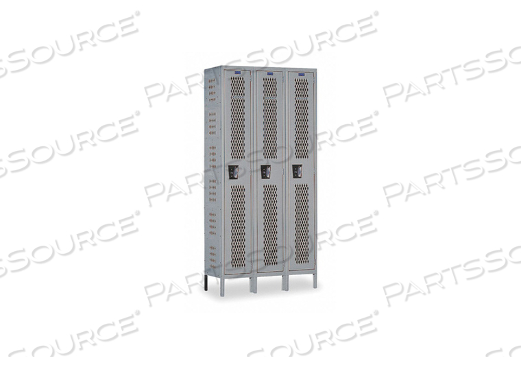 SINGLE TIER 3 DOOR HEAVY-DUTY VENTILATED LOCKER, 18"WX21"DX72"H, DARK GRAY, UNASSEMBLED by Hallowell
