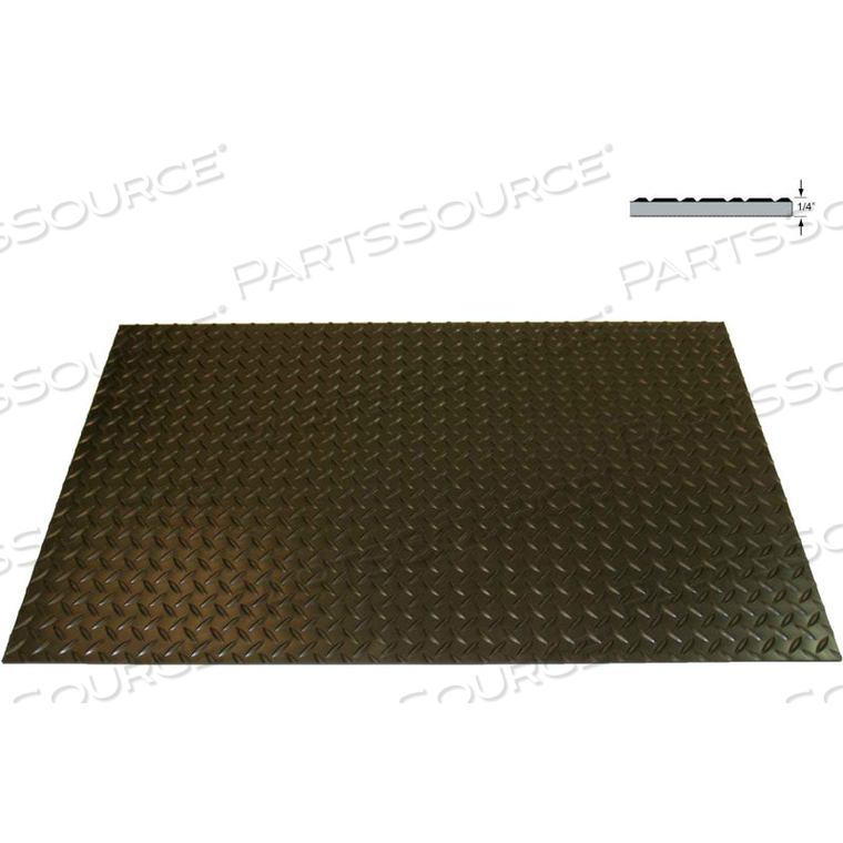 RHINO MAT DIAMOND TOP SWITCHBOARD MAT 1/4" THICK 2' X 75' BLACK 