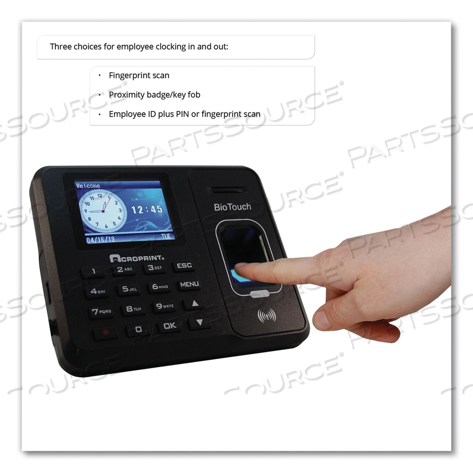 BIOTOUCH TIME CLOCK AND BADGES BUNDLE, 10,000 EMPLOYEES, BLACK by Acroprint BIOTOUCH TIME CLOCK AND BADGES BUNDLE, 10,000 EMPLOYEES, BLACK by Acroprint