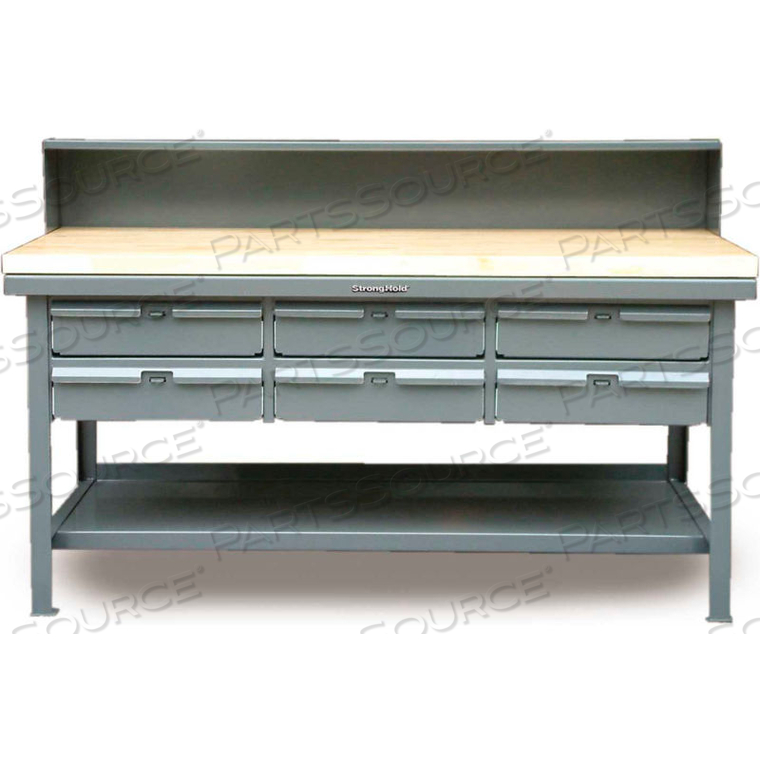 72"W X 36"D 6 DRAWER WITH MAPLE TOP WORKBENCH by Strong Hold