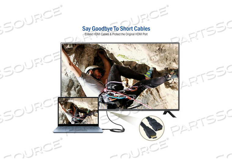 3FT L HDMI MALE TO HDMI FEMALE BLACK EXTENSION CABLE WITH HIGH-SPEED ETHERNET by CableWholesale