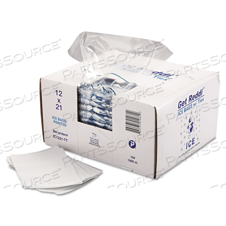 ICE BAGS, 1.5 MIL, 12" X 21", CLEAR by Inteplast Group ICE BAGS, 1.5 MIL, 12" X 21", CLEAR by Inteplast Group