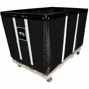 8 BU-STANDARD-DUTY BASKET TRUCKS BY ROYAL - VINYL LINER - 22"WX34"DX29"H 4 SWIVEL CASTERS-BLACK by Royal Basket Trucks