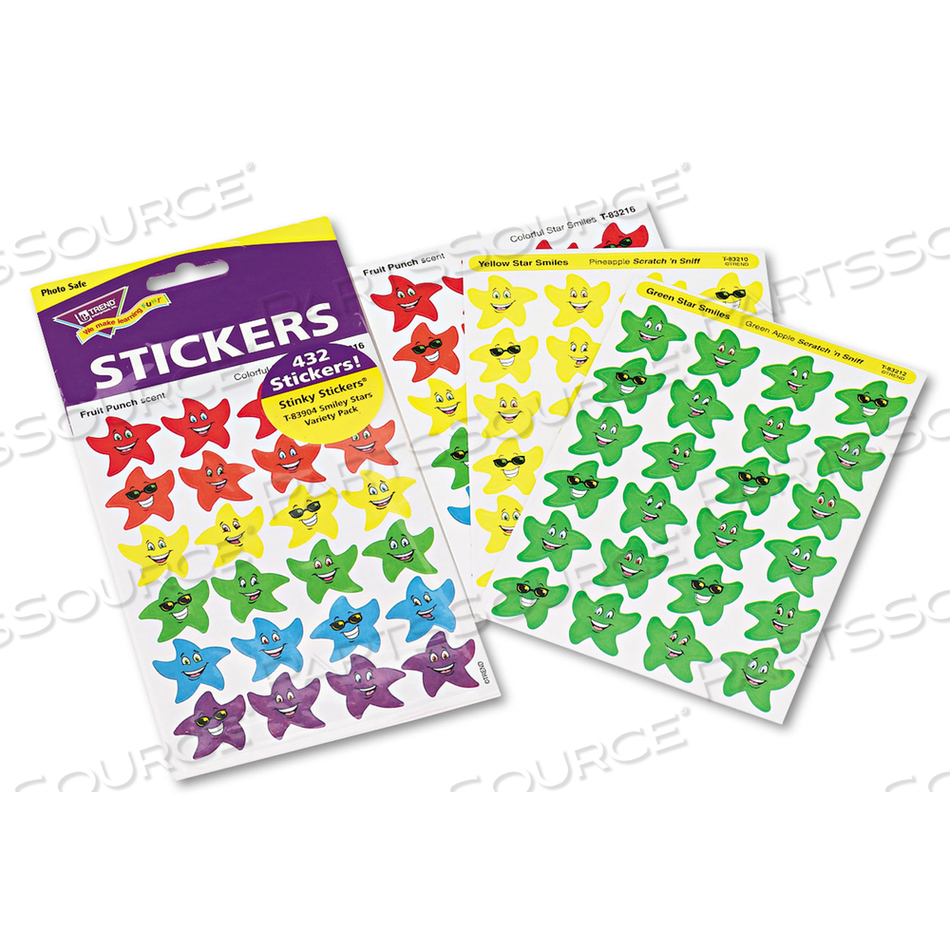 STINKY STICKERS VARIETY PACK, SMILEY STARS, ASSORTED COLORS by Trend