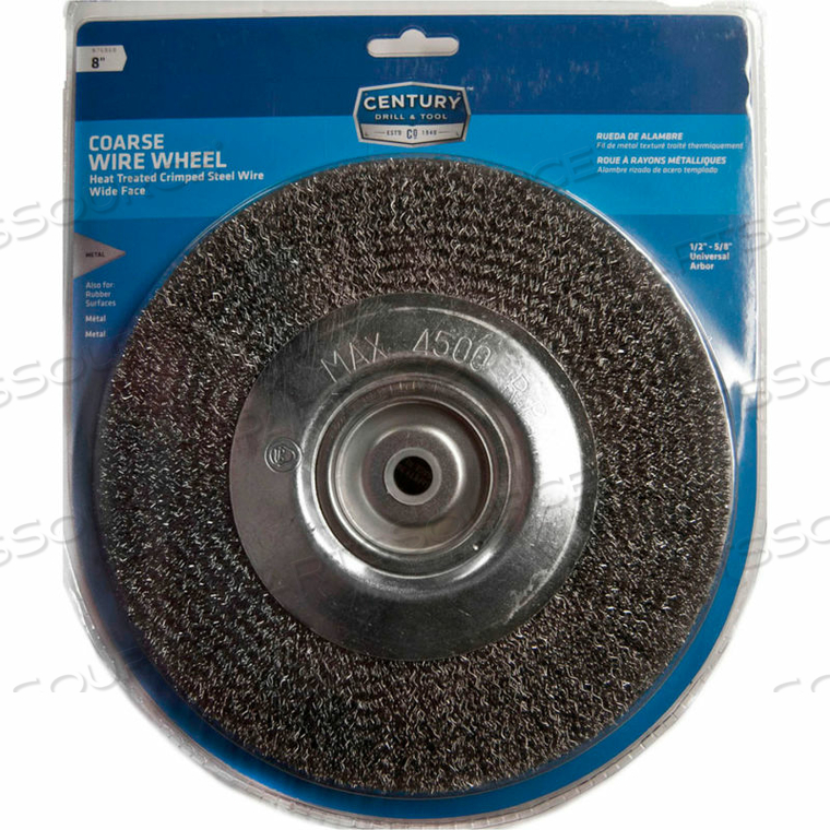 BENCH GRINDER WIRE WHEELS 8" DIA. STEEL CRIMPED by Century Drill And Tool