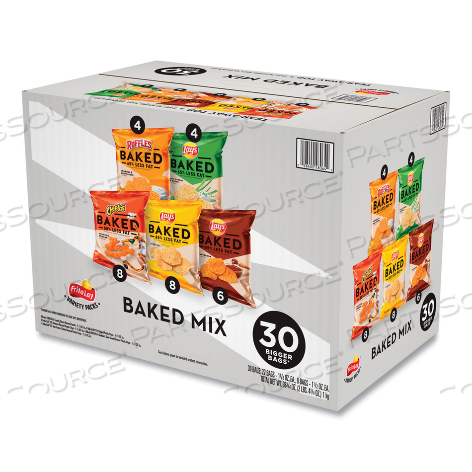 BAKED VARIETY PACK, BBQ/CRUNCHY/CHEDDAR AND SOUR CREAM/CLASSIC/SOUR CREAM AND ONION, 30/BOX 