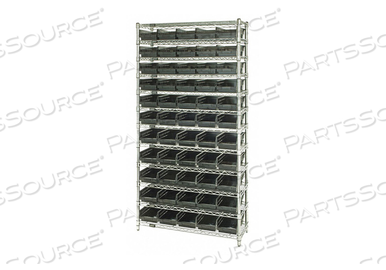 G7062 BIN SHELVING 74 OVERALL H 55 BINS BLACK by Quantum Storage Systems G7062 BIN SHELVING 74 OVERALL H 55 BINS BLACK by Quantum Storage Systems