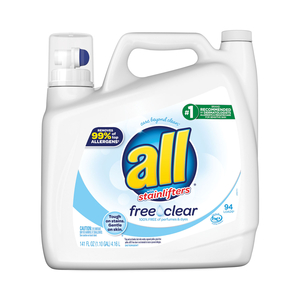 ULTRA FREE CLEAR LIQUID DETERGENT, UNSCENTED, 141 OZ BOTTLE, 4/CARTON by All