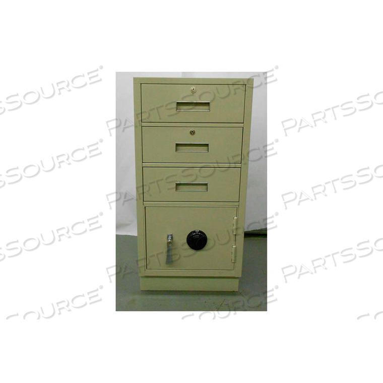 PEDESTAL SAFE - 3 DRAWERS THICK FULL LEFT HINGED DOOR 19X19X38-1/2 GRAY 