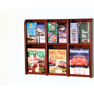 6 MAGAZINE/12 BROCHURE OAK & ACRYLIC WALL DISPLAY - MAHOGANY by Wooden Mallet