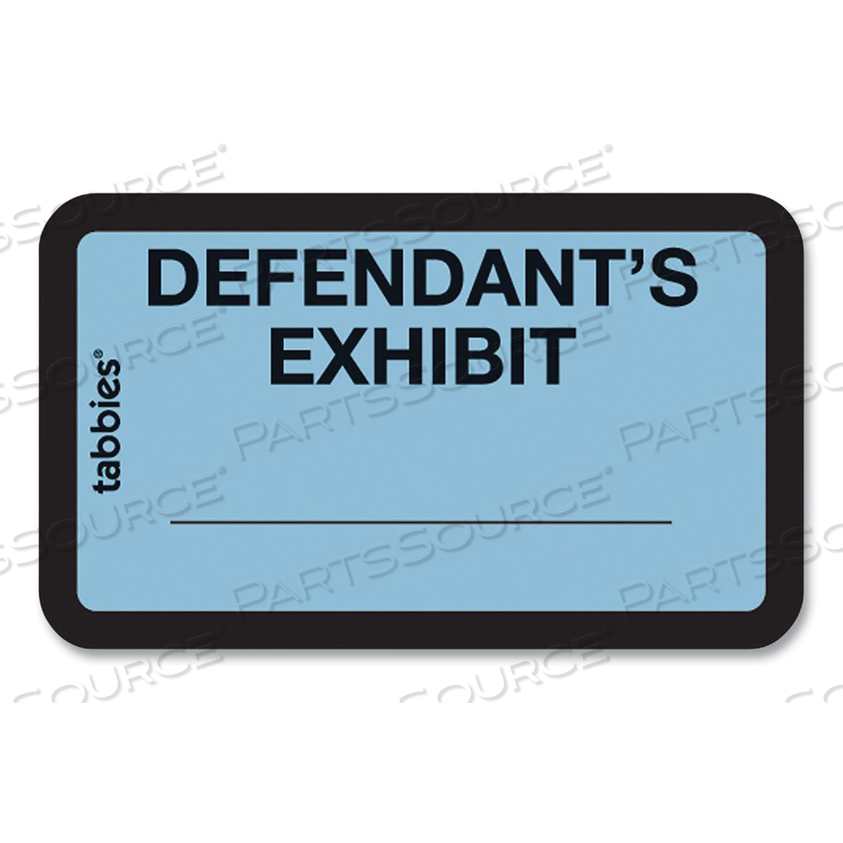 LEGAL EXHIBIT LABELS, DEFENDANT'S EXHIBIT, 1.63 X 1, BLUE, 9/SHEET, 28 SHEETS/PACK by Tabbies LEGAL EXHIBIT LABELS, DEFENDANT'S EXHIBIT, 1.63 X 1, BLUE, 9/SHEET, 28 SHEETS/PACK by Tabbies